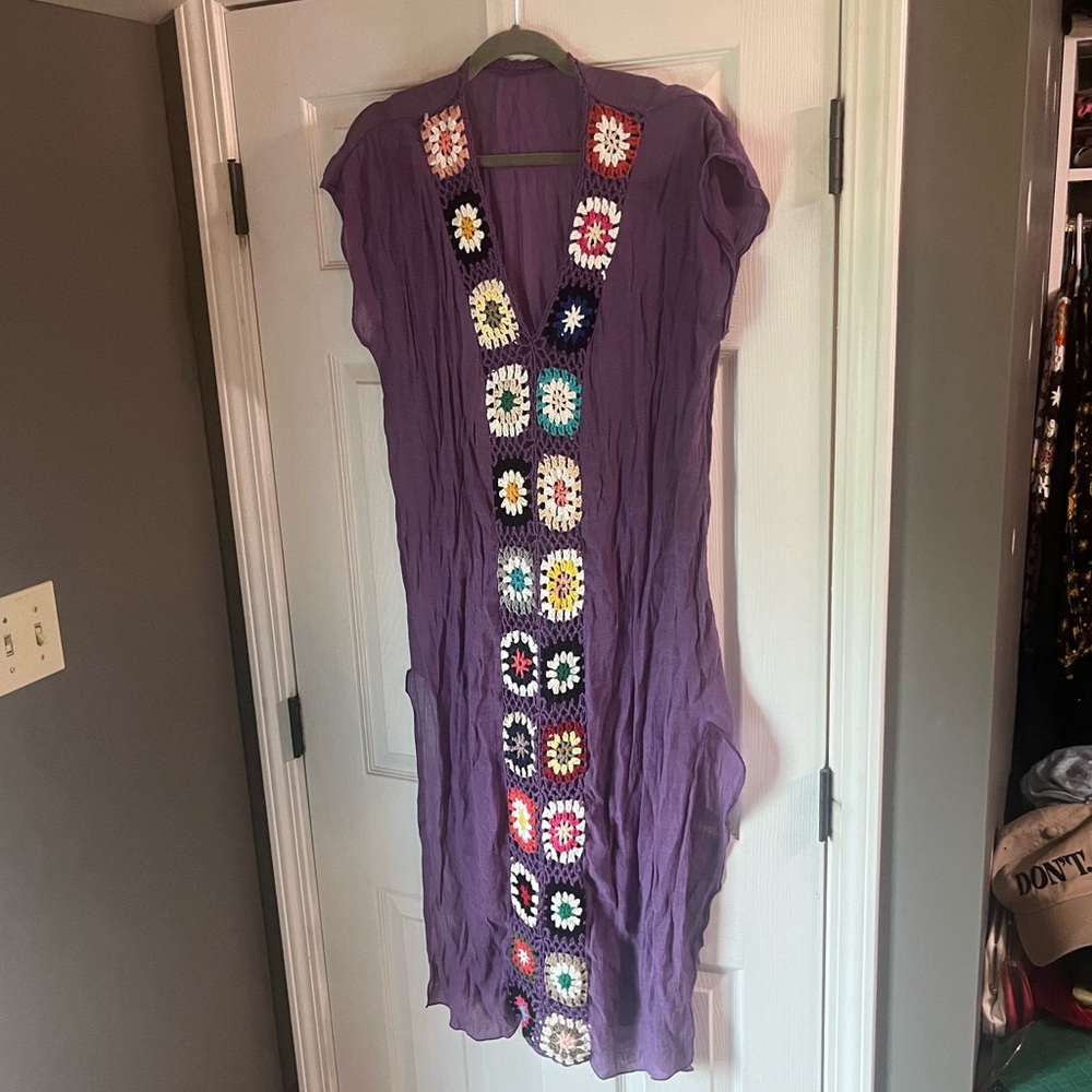 Gauzy Linen & Granny Square Caftan